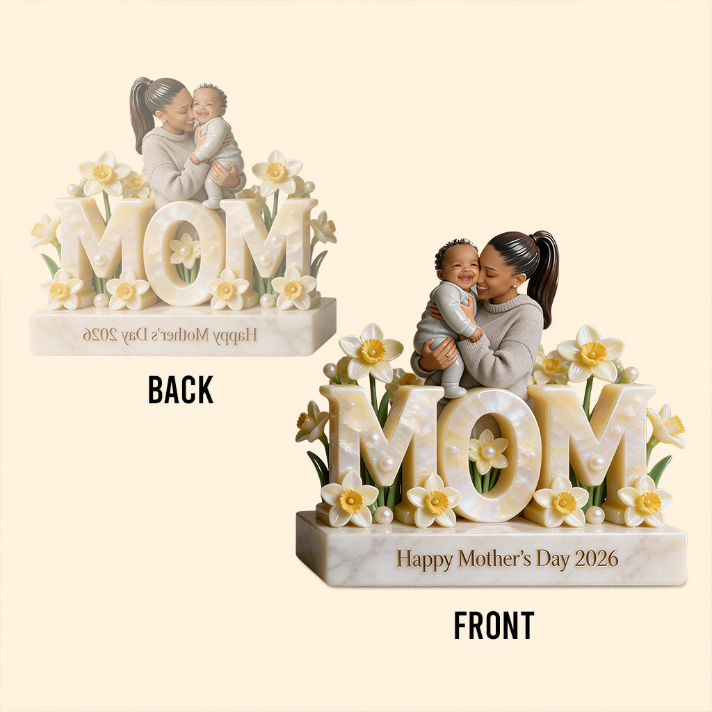 Individuelles Muttertagsgeschenk für Mama/Oma, personalisierte Acrylplakette in Wunschform mit Blumenmotiv