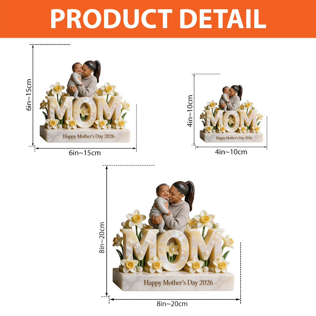 Individuelles Muttertagsgeschenk für Mama/Oma, personalisierte Acrylplakette in Wunschform mit Blumenmotiv