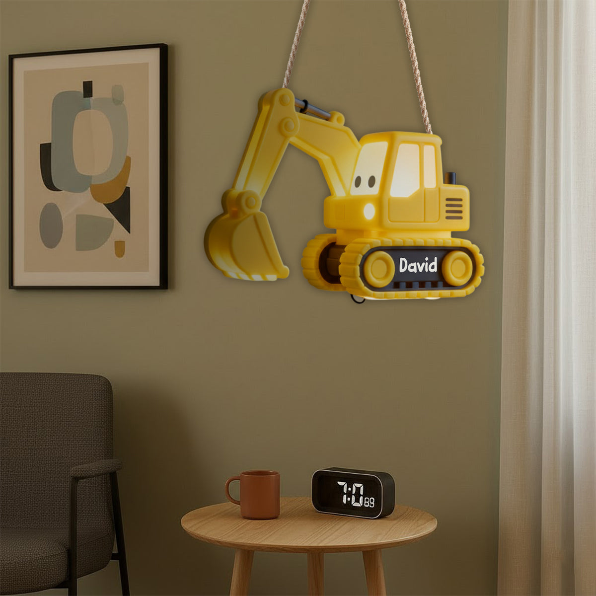 Bagger-Nachtlicht – Personalisiertes LED-Licht-Acryl-Schild für Kinder