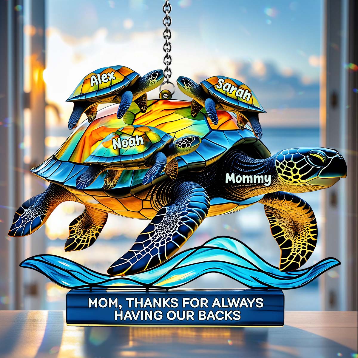 Mom, Thank For Always Having Out Back - Personalized Mother Window Hanging Suncatcher Ornament