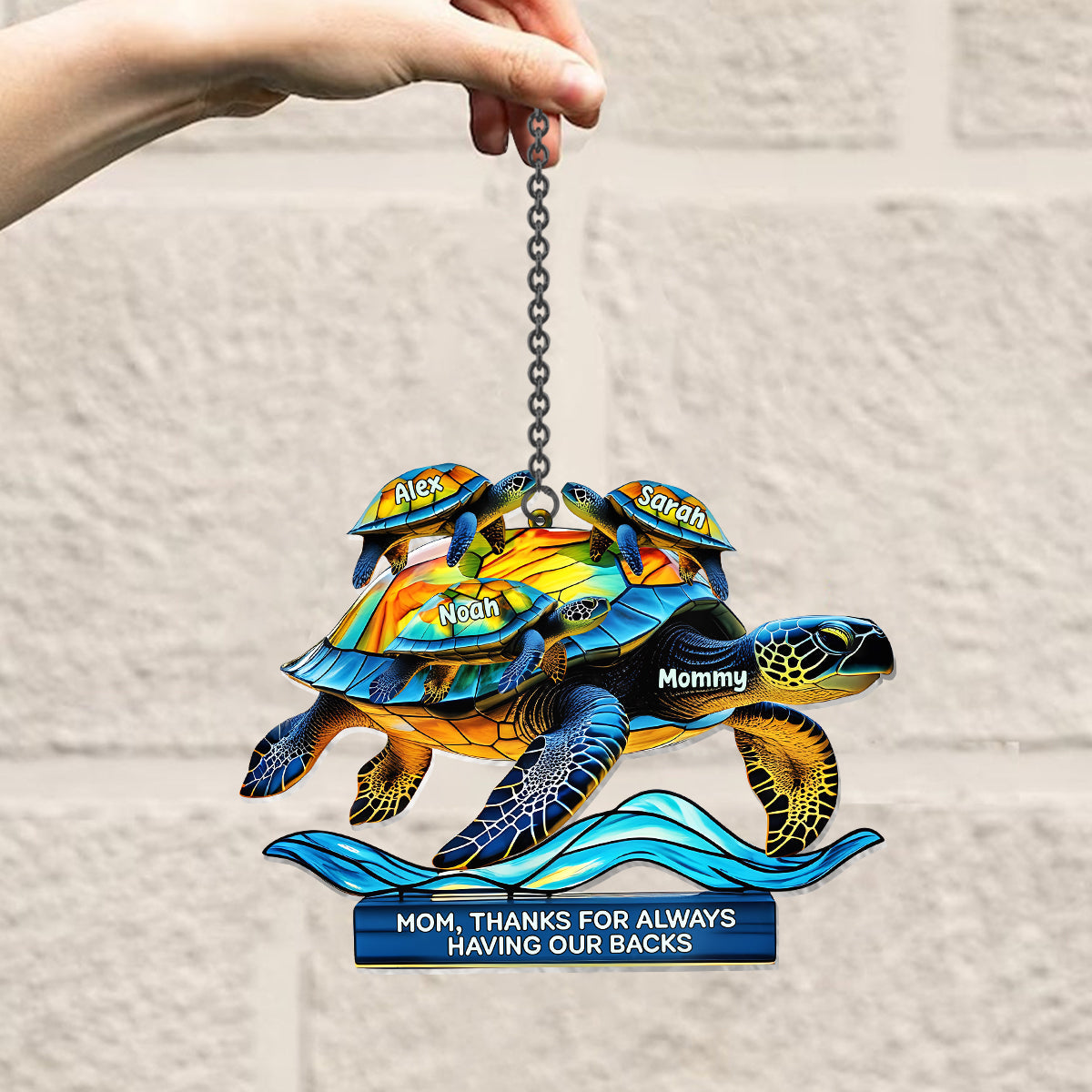 Mom, Thank For Always Having Out Back - Personalized Mother Window Hanging Suncatcher Ornament