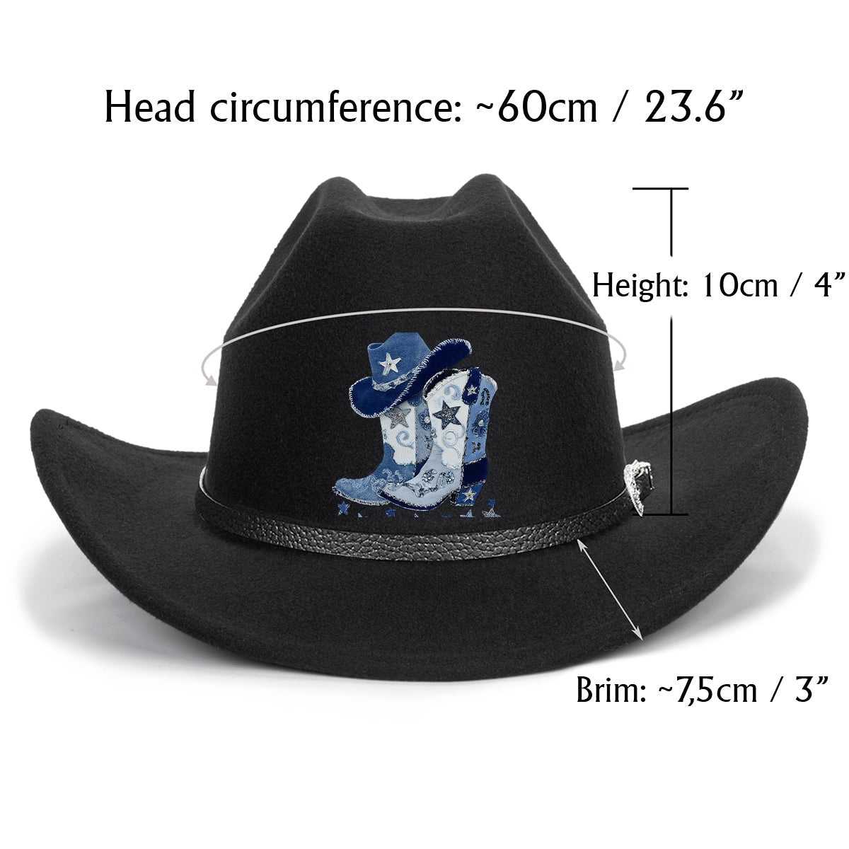Cowgirl-Stiefel – Personalisierter Cowgirl-Cowboyhut mit breiter Krempe