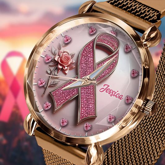 Faith Hope Love - Personalized Breast Cancer Awareness Women Hand Watch