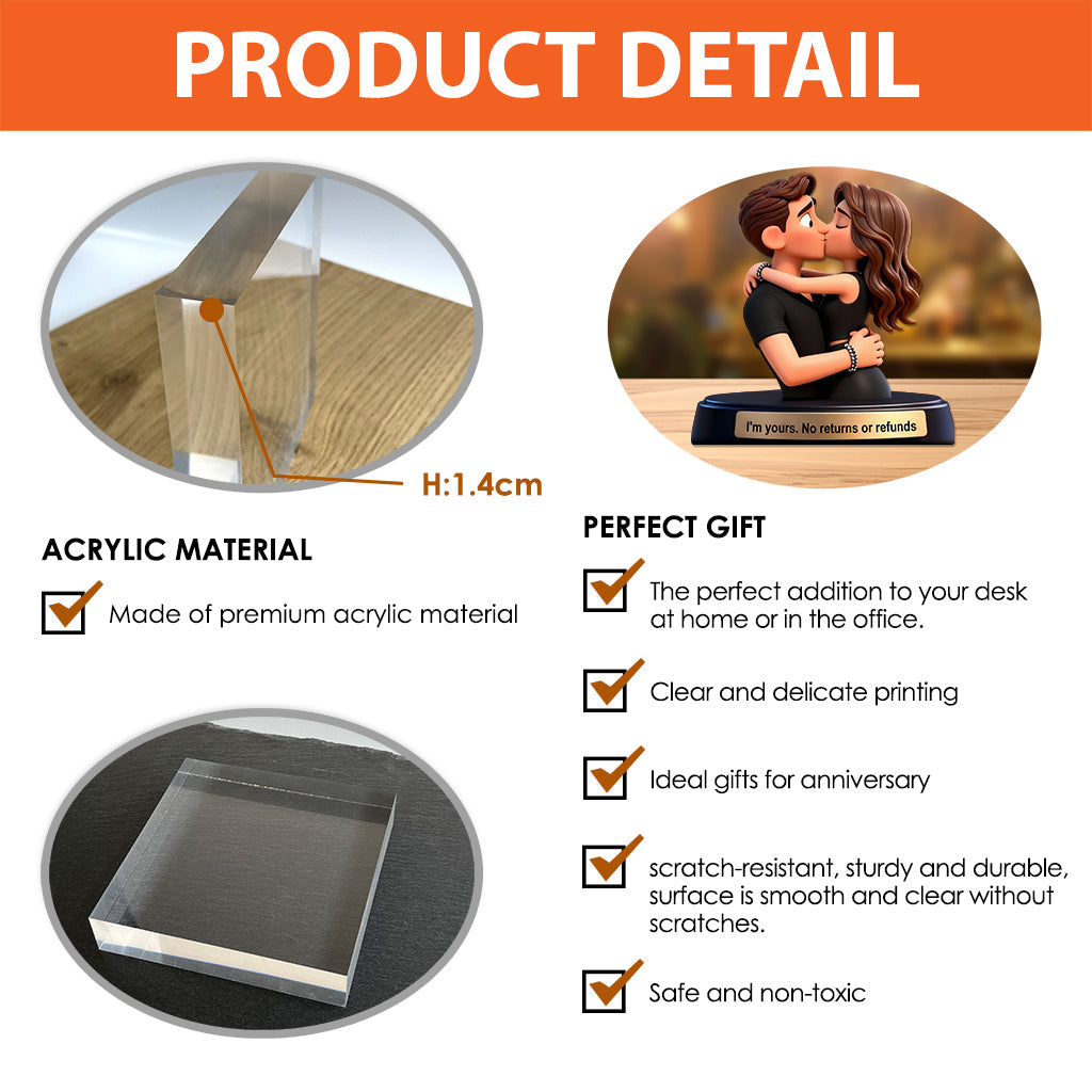 No Returns Or Refunds - Personalized Couple Custom Shaped Acrylic Plaque