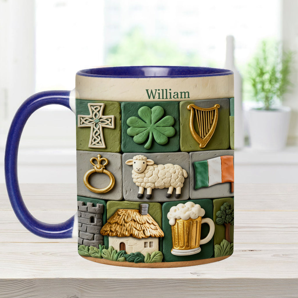 Irisches Erbe – Personalisierte Tasse und Untersetzer mit irischem Akzent