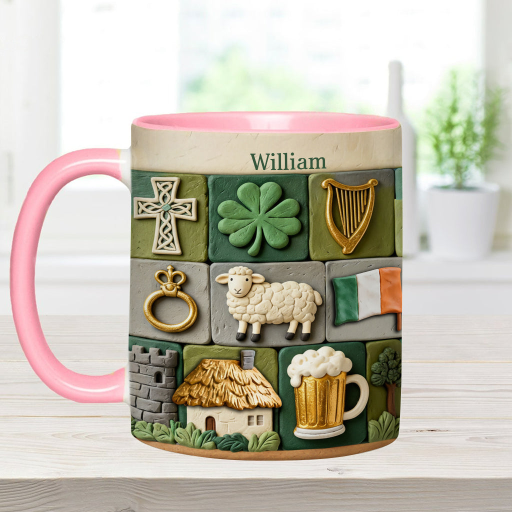 Irisches Erbe – Personalisierte Tasse und Untersetzer mit irischem Akzent