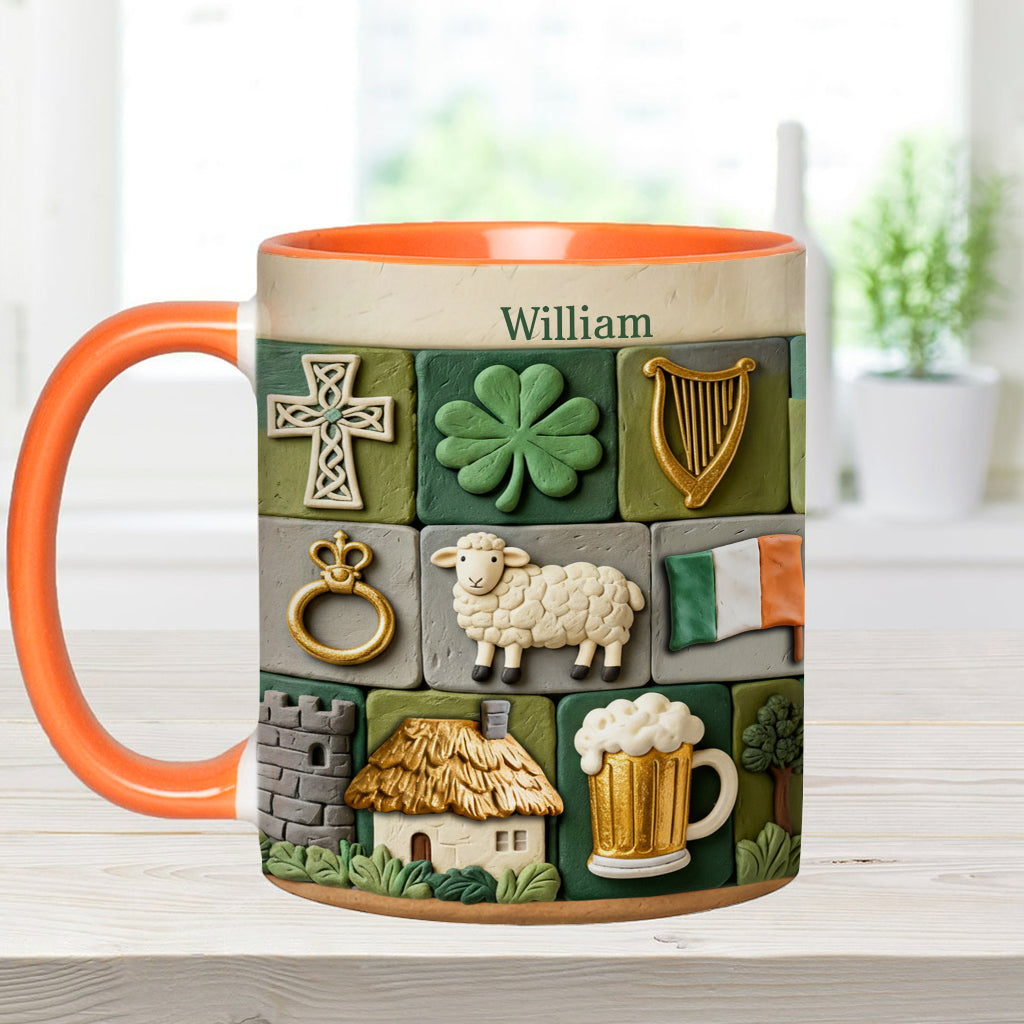 Irisches Erbe – Personalisierte Tasse und Untersetzer mit irischem Akzent