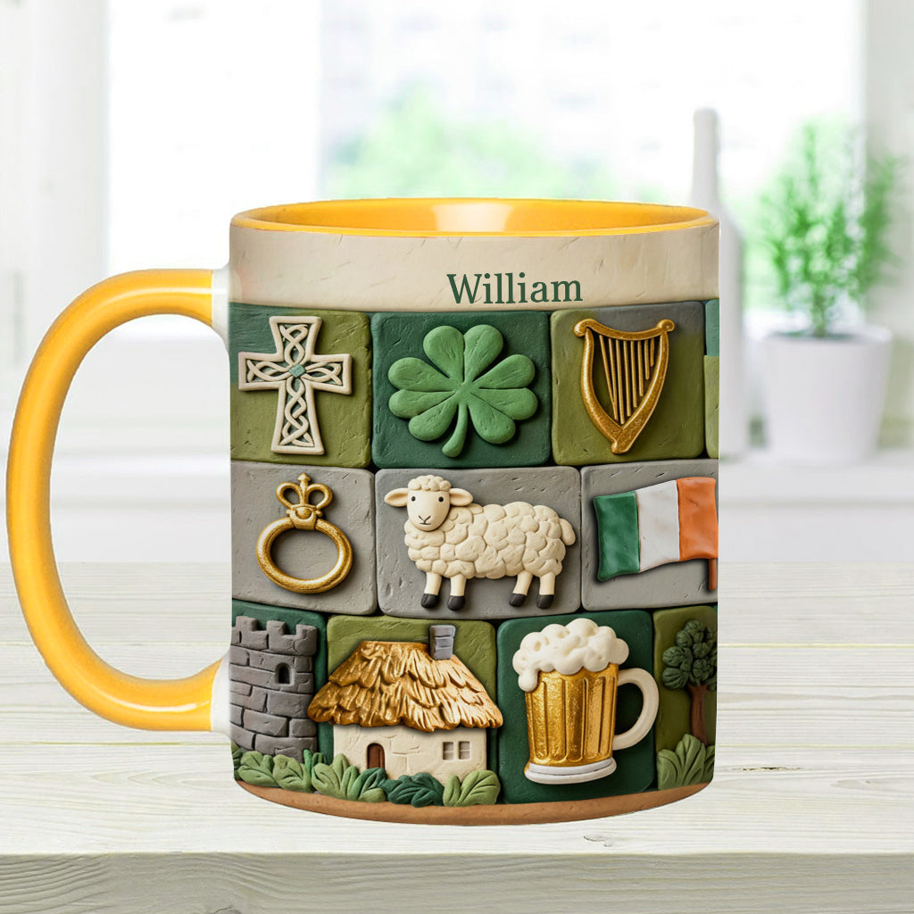 Irisches Erbe – Personalisierte Tasse und Untersetzer mit irischem Akzent