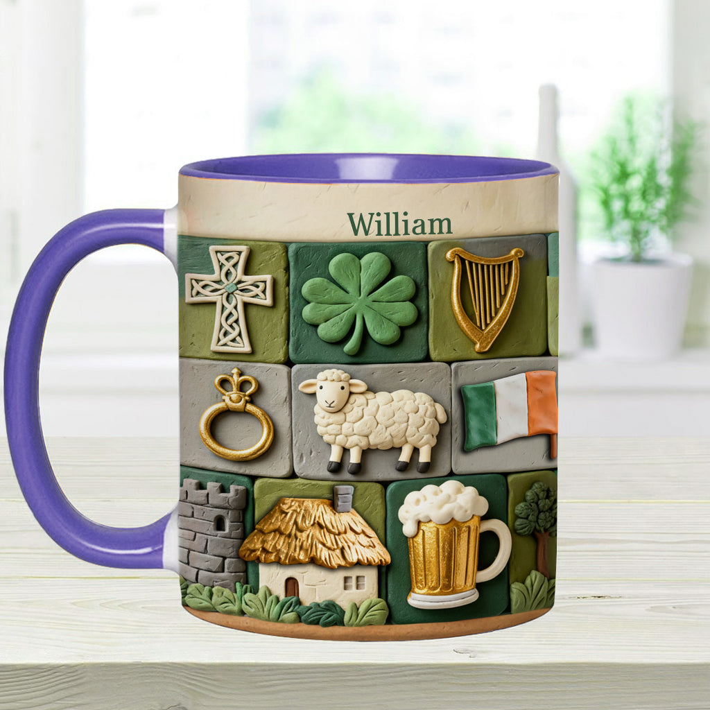 Irisches Erbe – Personalisierte Tasse und Untersetzer mit irischem Akzent