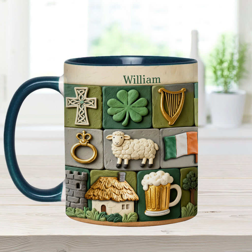 Irisches Erbe – Personalisierte Tasse und Untersetzer mit irischem Akzent