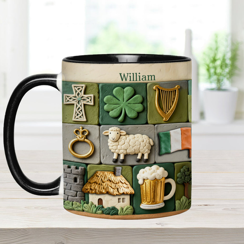 Irisches Erbe – Personalisierte Tasse und Untersetzer mit irischem Akzent