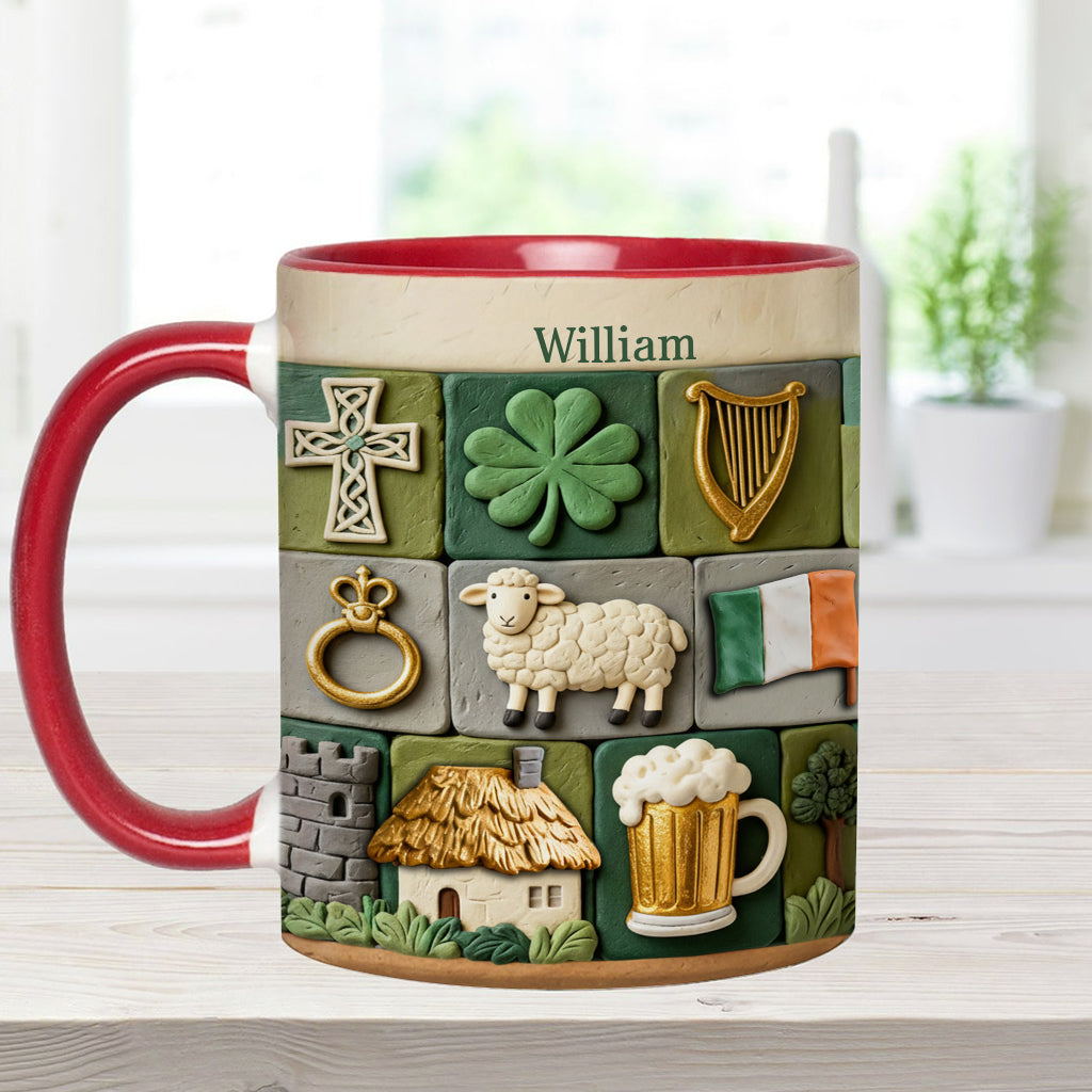 Irisches Erbe – Personalisierte Tasse und Untersetzer mit irischem Akzent