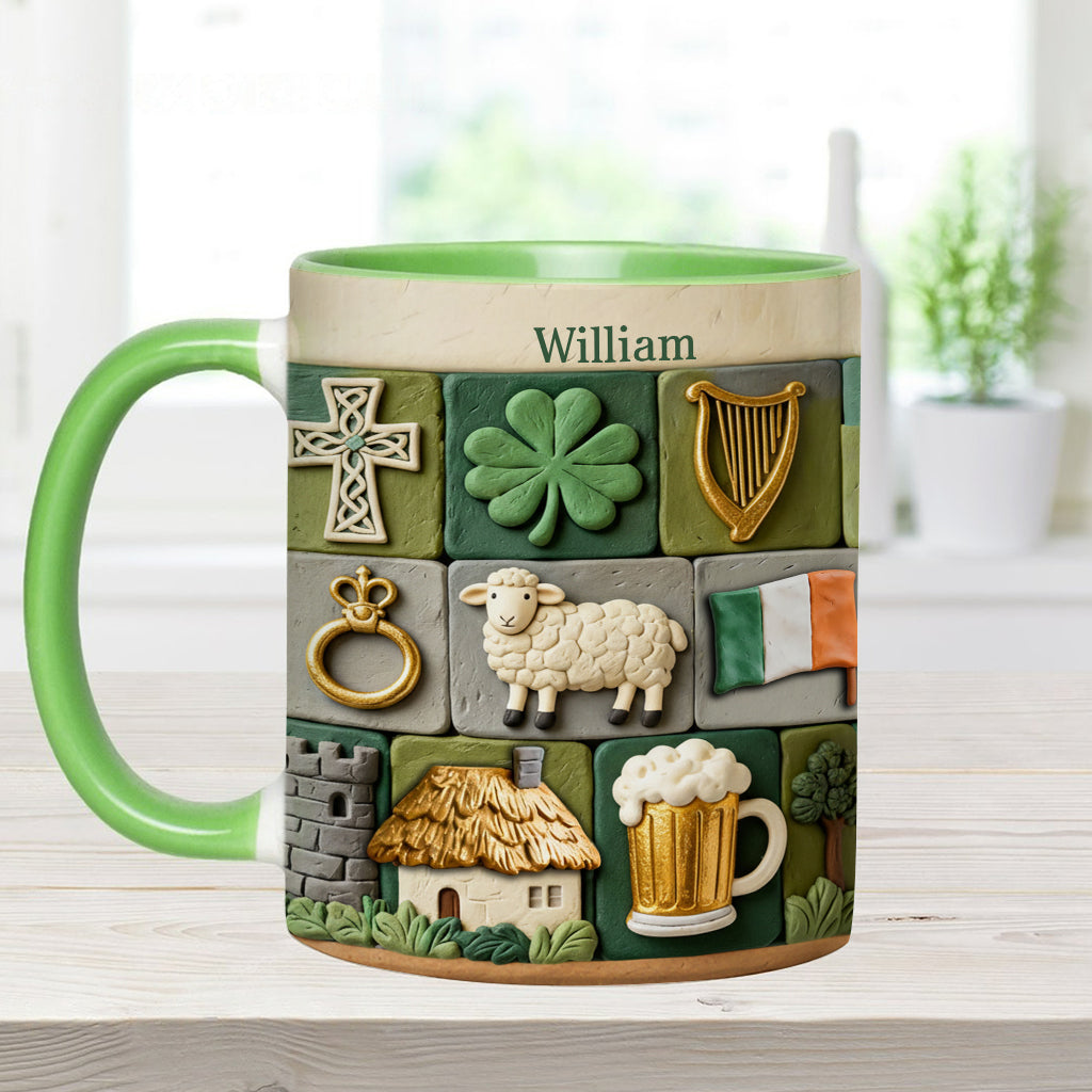 Irisches Erbe – Personalisierte Tasse und Untersetzer mit irischem Akzent