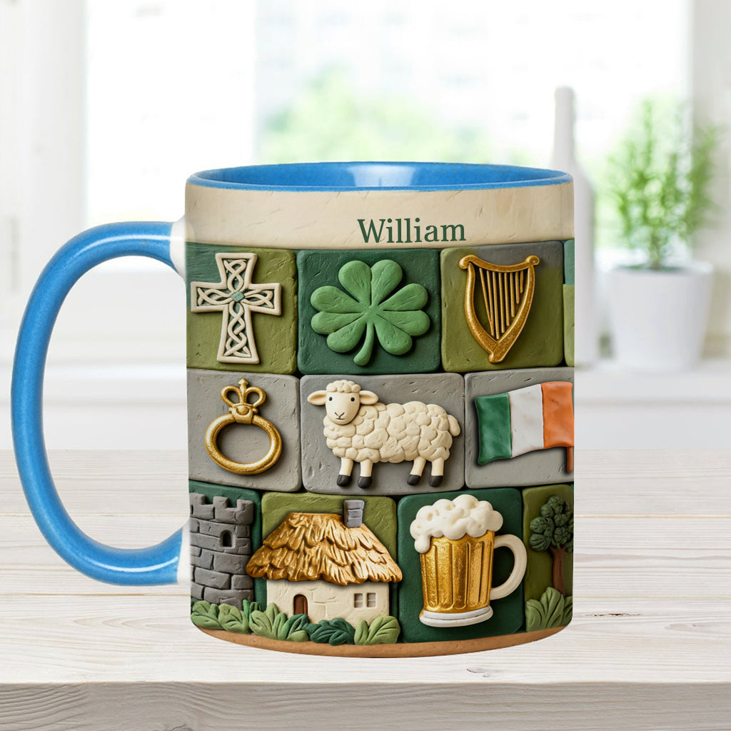 Irisches Erbe – Personalisierte Tasse und Untersetzer mit irischem Akzent