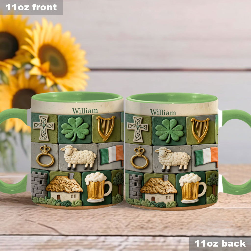 Irisches Erbe – Personalisierte Tasse und Untersetzer mit irischem Akzent