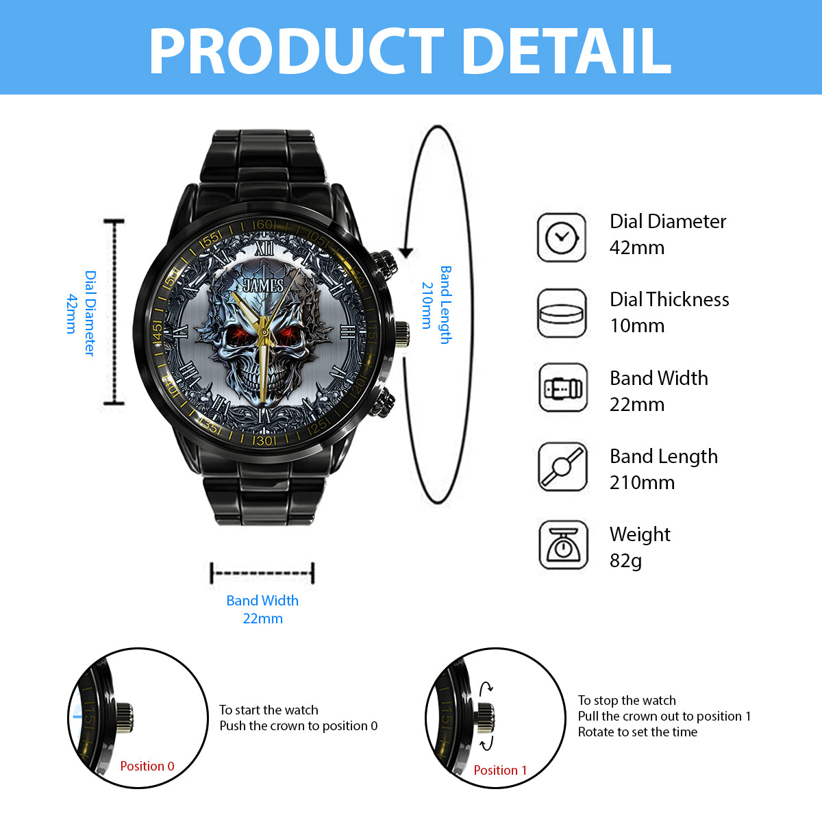 SkullTime – Personalisierte Totenkopf-Handuhr