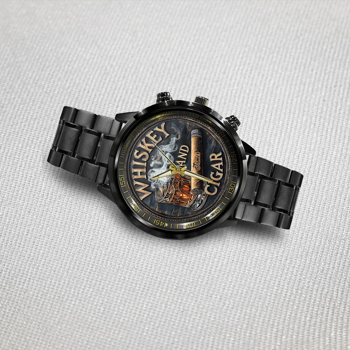 Whisky und Zigarre – Personalisierte Whisky-Handuhr