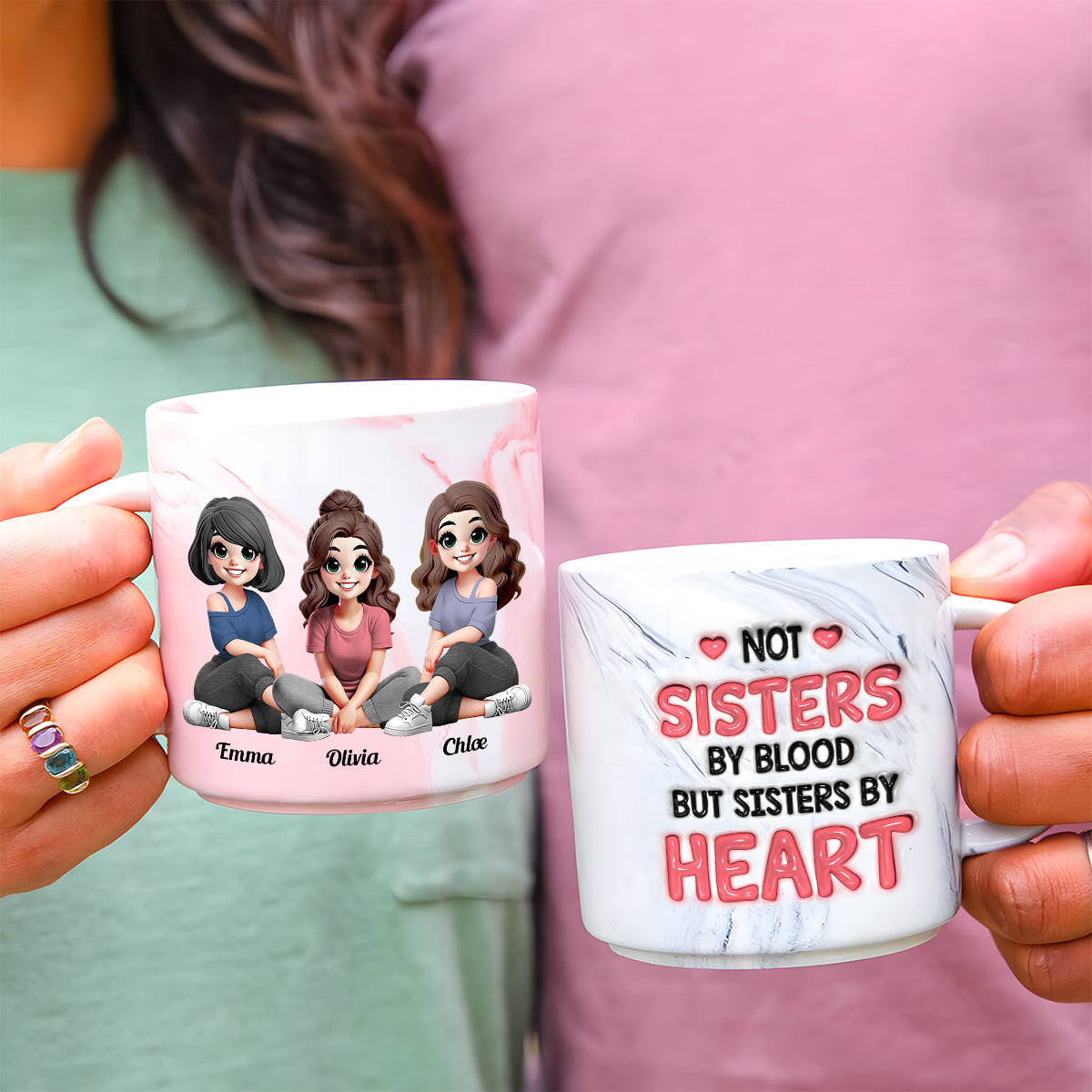 Sœur de cœur - Mug marbré personnalisé pour meilleure amie