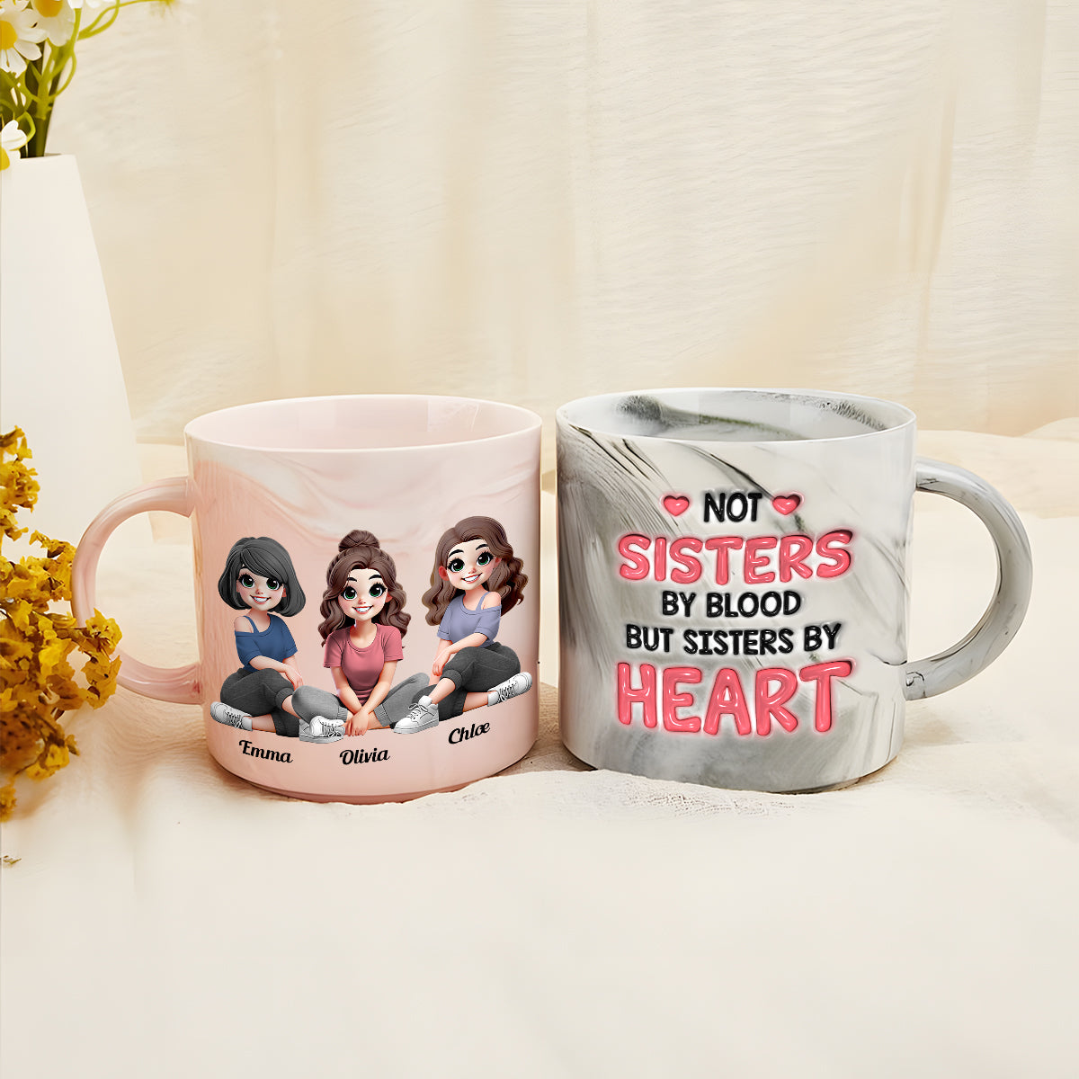Sœur de cœur - Mug marbré personnalisé pour meilleure amie