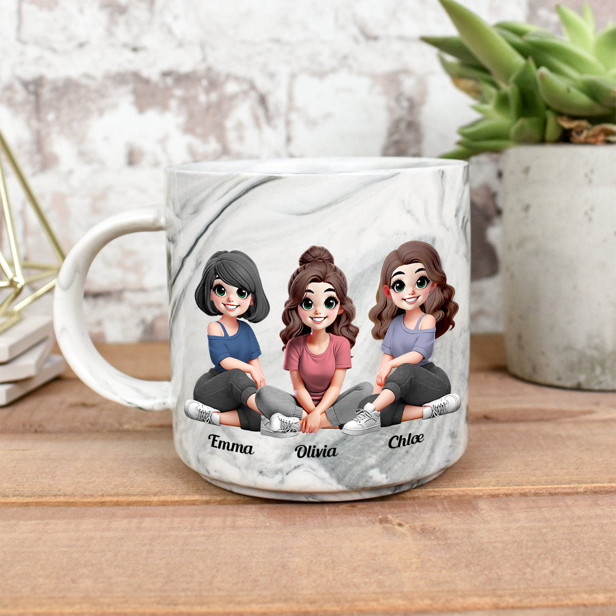 Sœur de cœur - Mug marbré personnalisé pour meilleure amie