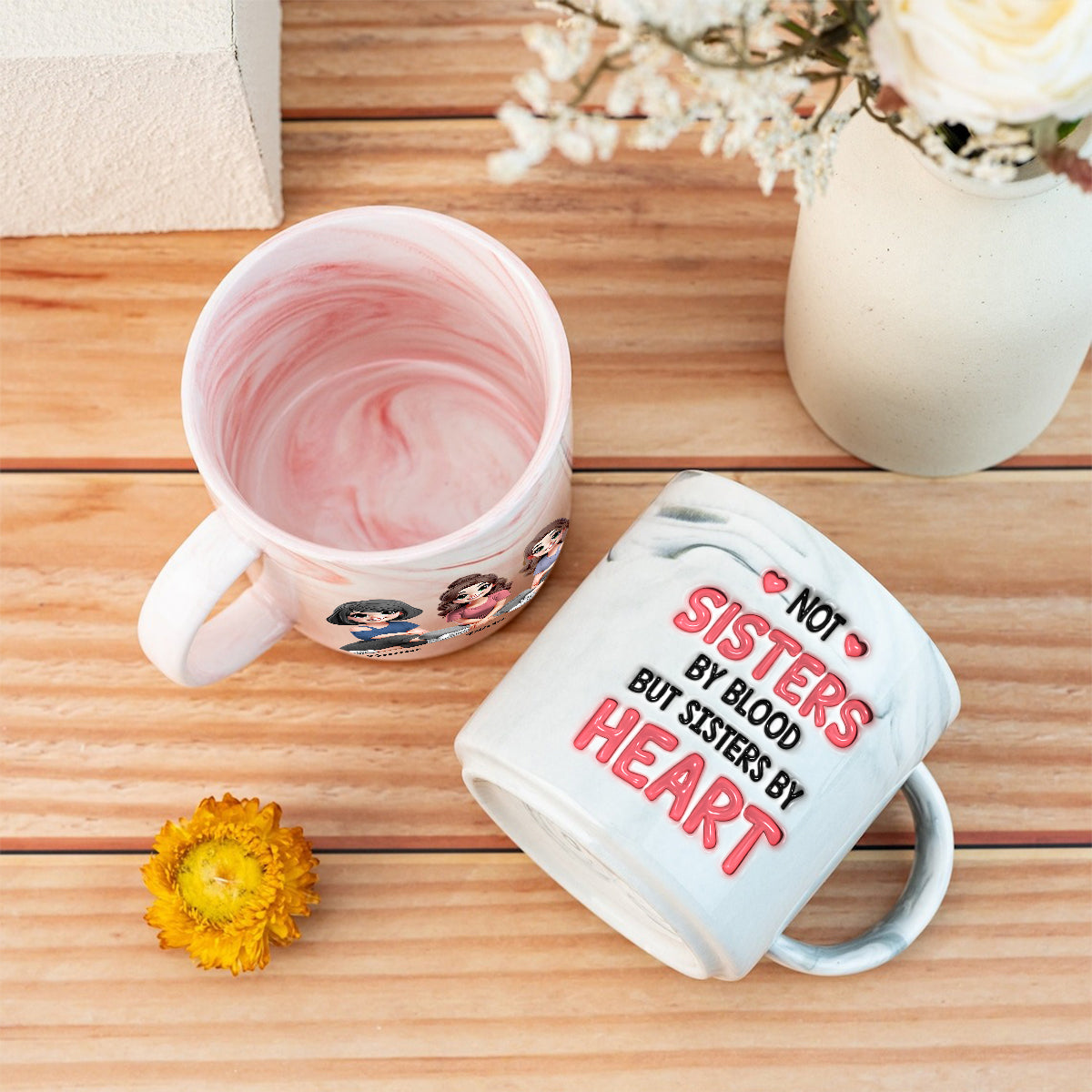 Sœur de cœur - Mug marbré personnalisé pour meilleure amie
