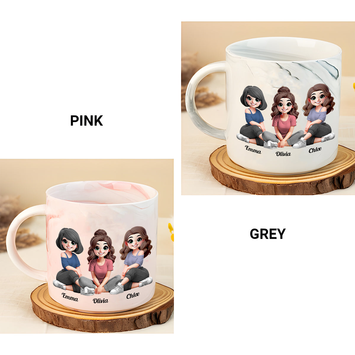 Sœur de cœur - Mug marbré personnalisé pour meilleure amie