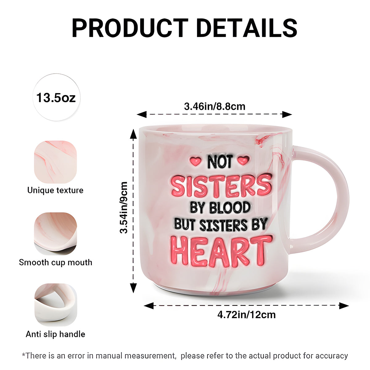 Sœur de cœur - Mug marbré personnalisé pour meilleure amie