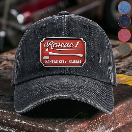 Casquette de pompier Due - Casquette en denim délavé personnalisée pour pompier