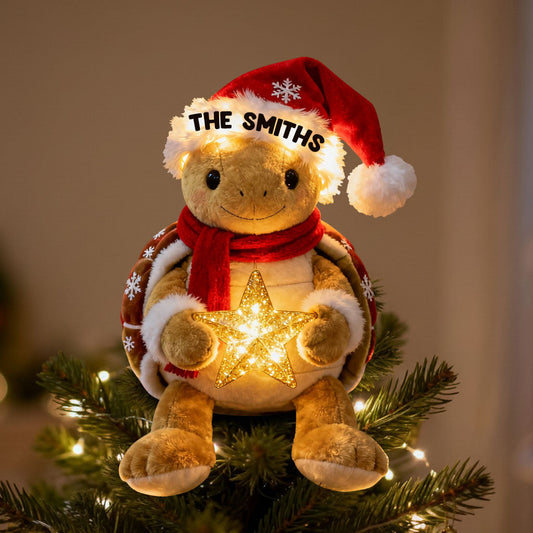 Frohe Weihnachten – Personalisierte LED-Baumspitze in Schildkrötenform