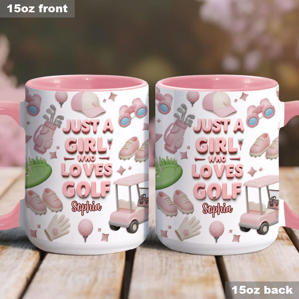 Just A Girl Who Loves Golf - Personalized Golf Accent Mug
