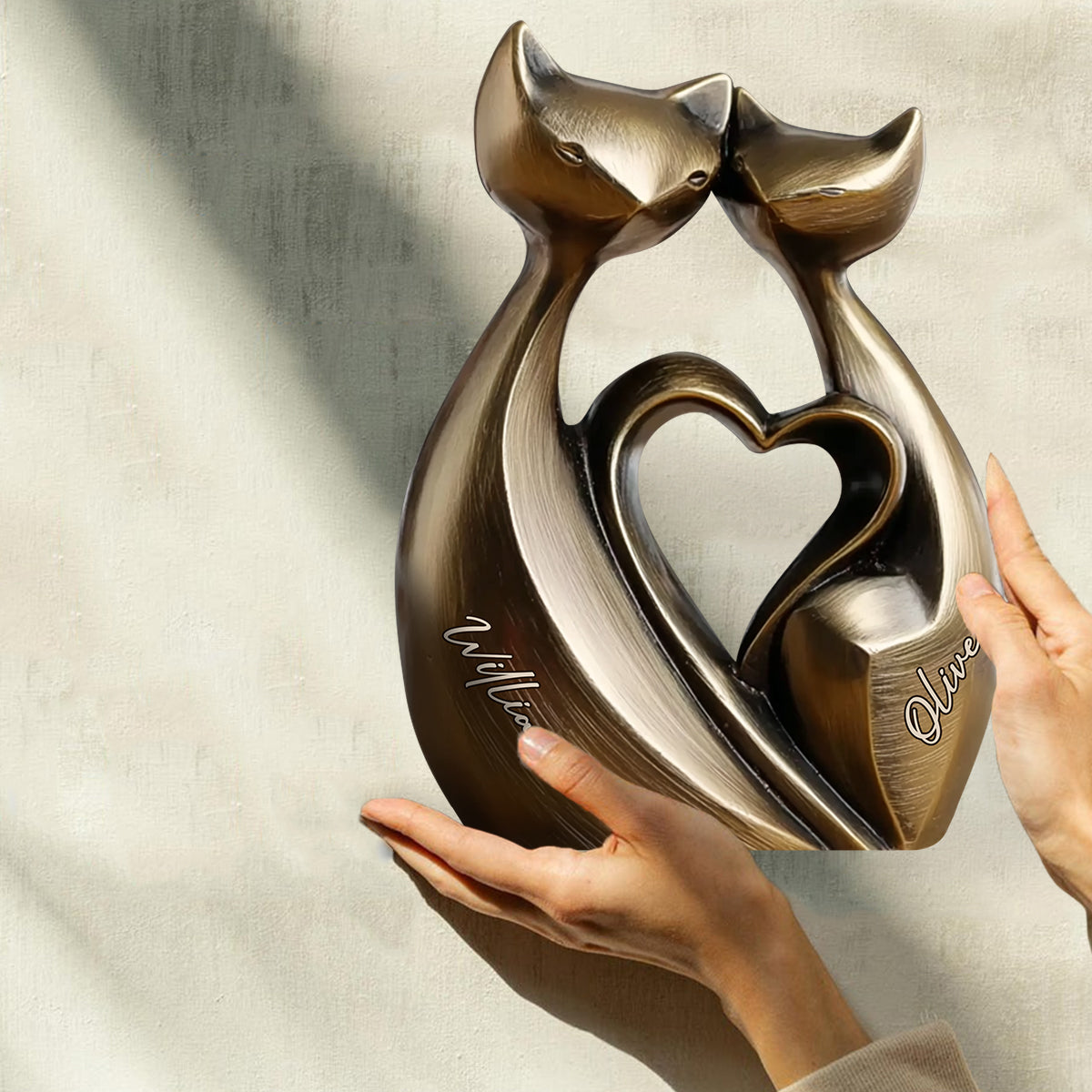 Anniversary Gifts Couple Cat - Personalized Couple Custom Shaped Wood Plaque