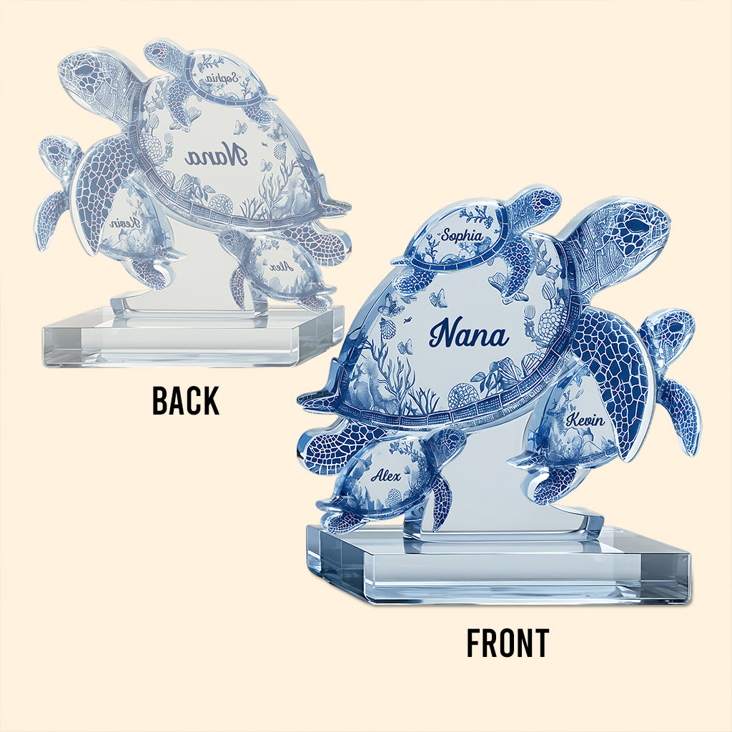 Turtle Gift For Grandma Mom - Personalized Mother Custom Shaped Acrylic Plaque