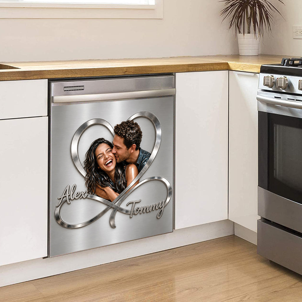 Custom Photo Infinite Love - Personalized Couple Dishwasher Cover