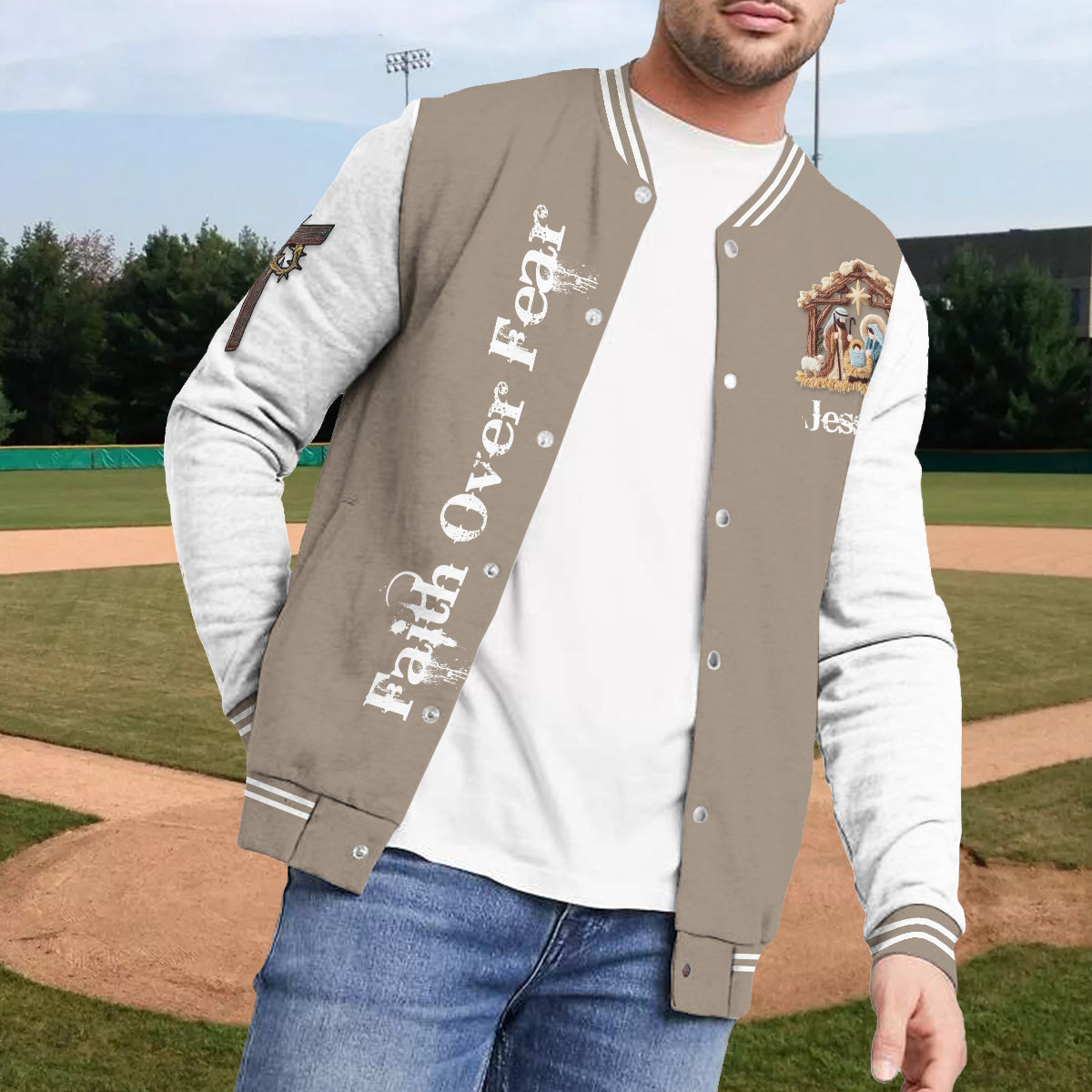 Glaube – Personalisierte christliche Collegejacke