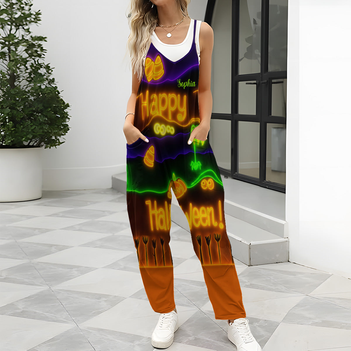 Happy Halloween - Personalized Halloween Loose-Fit Overalls/ Rompers