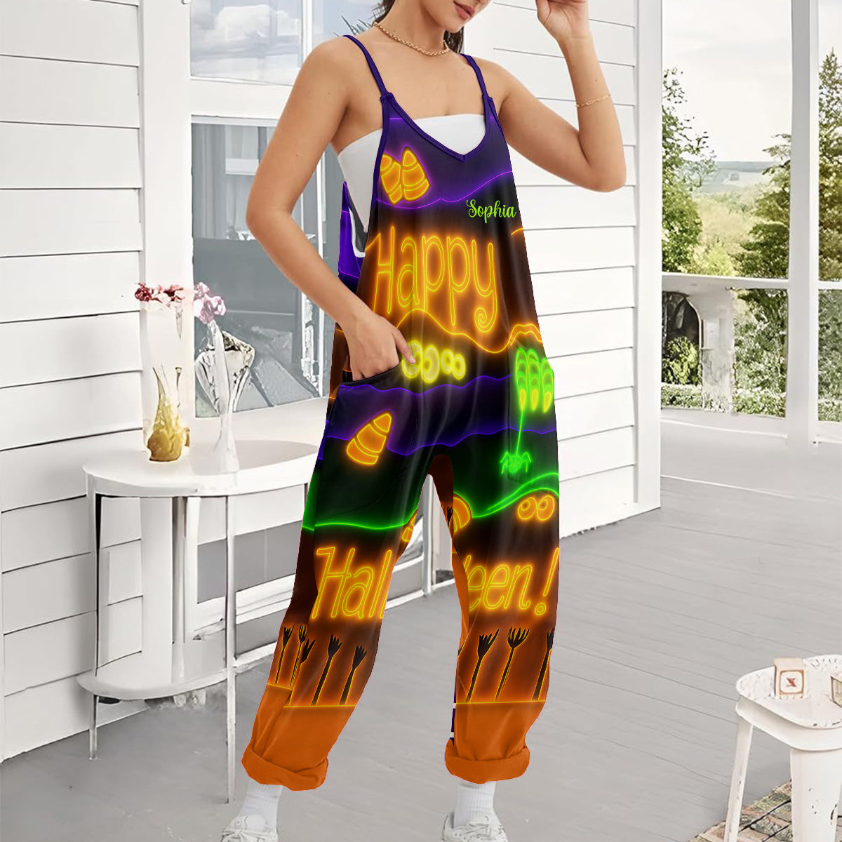 Happy Halloween - Personalized Halloween Loose-Fit Overalls/ Rompers