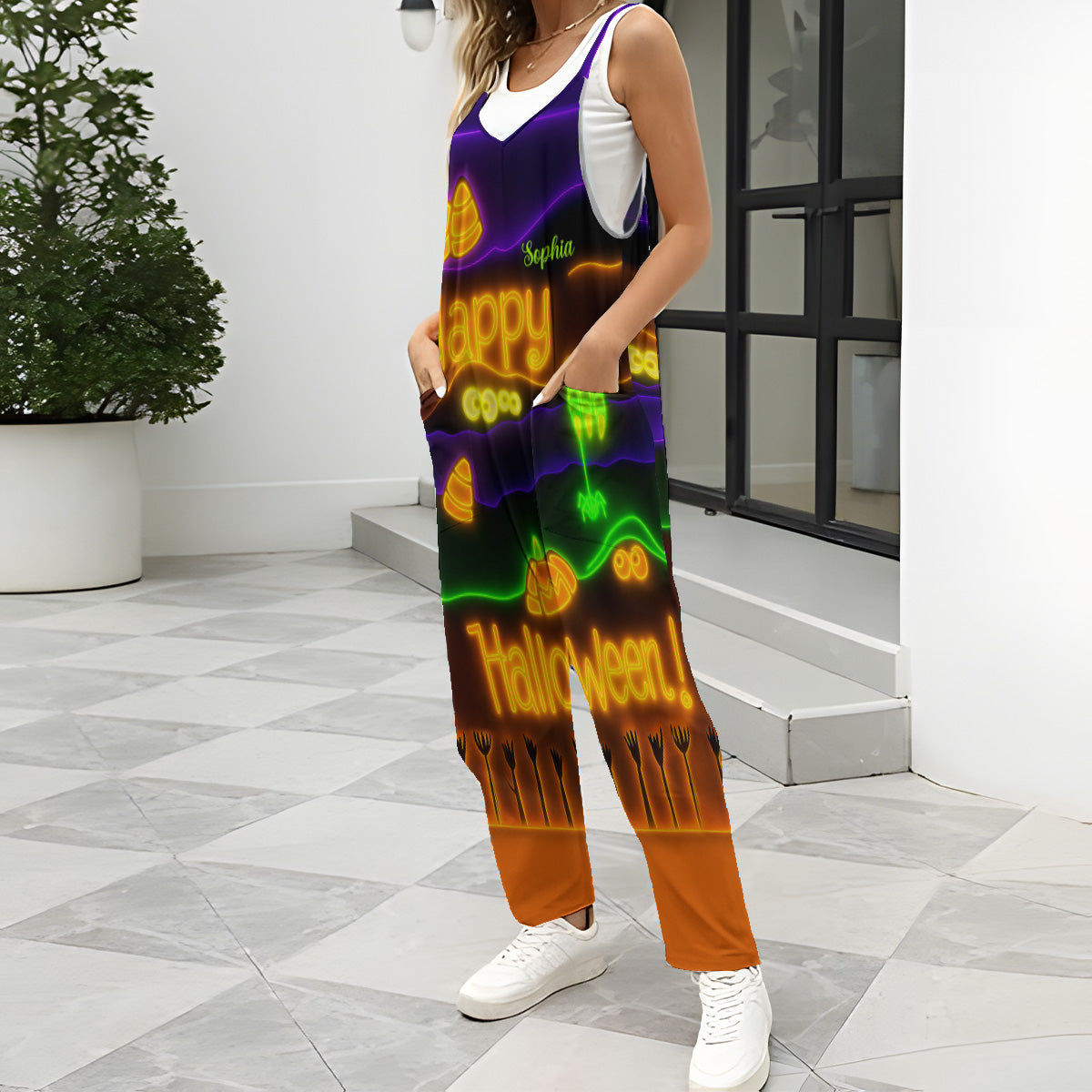 Happy Halloween - Personalized Halloween Loose-Fit Overalls/ Rompers
