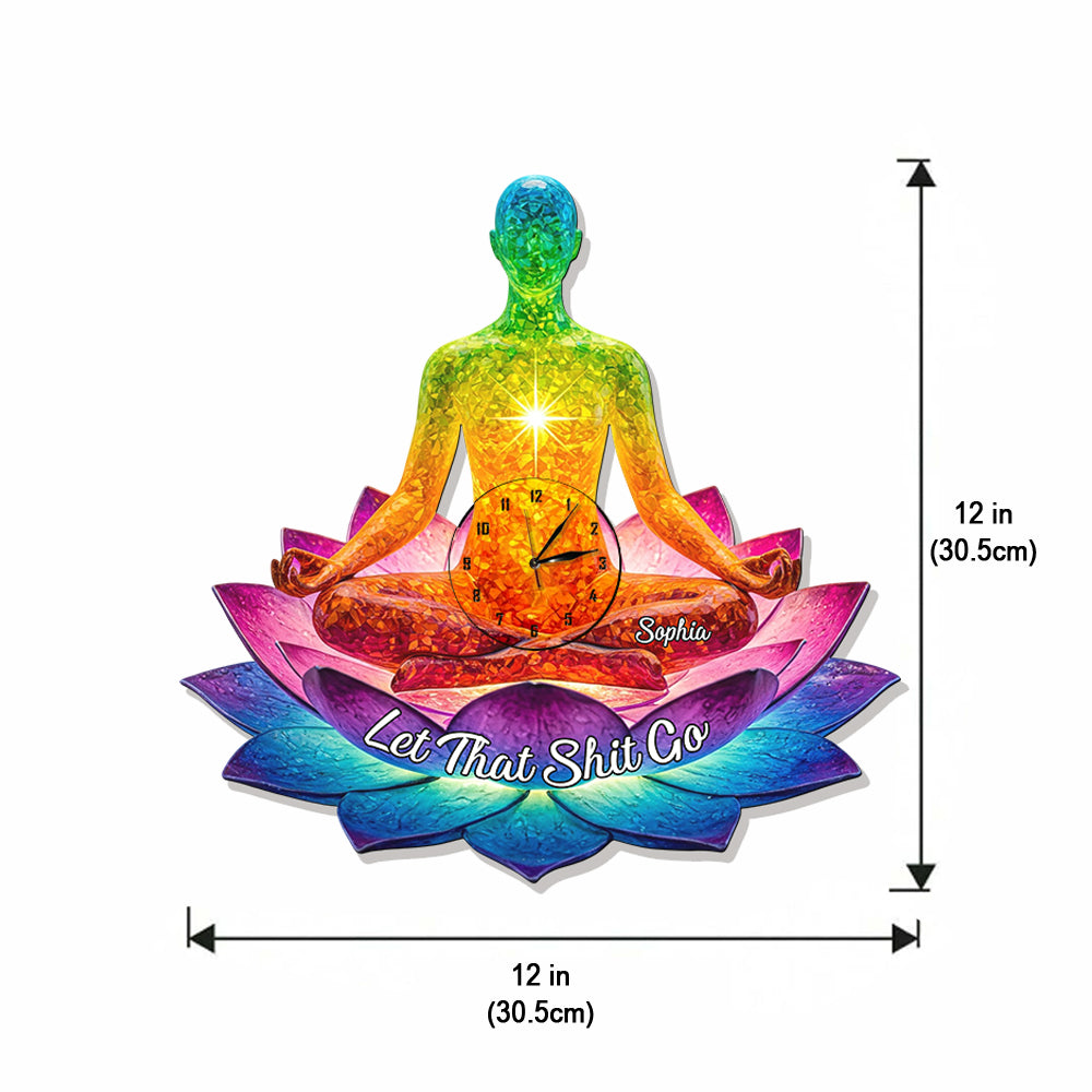Lass den Scheiß los – Personalisierte Yoga-LED-Wanduhr
