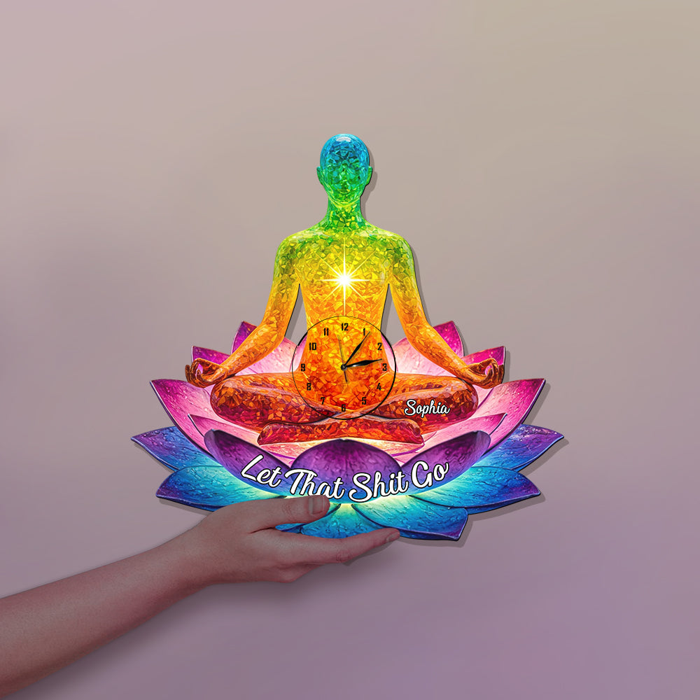 Lass den Scheiß los – Personalisierte Yoga-LED-Wanduhr