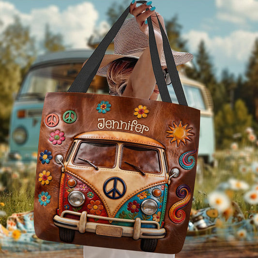 Floraler Hippie-Van – personalisierte Hippie-Tragetasche