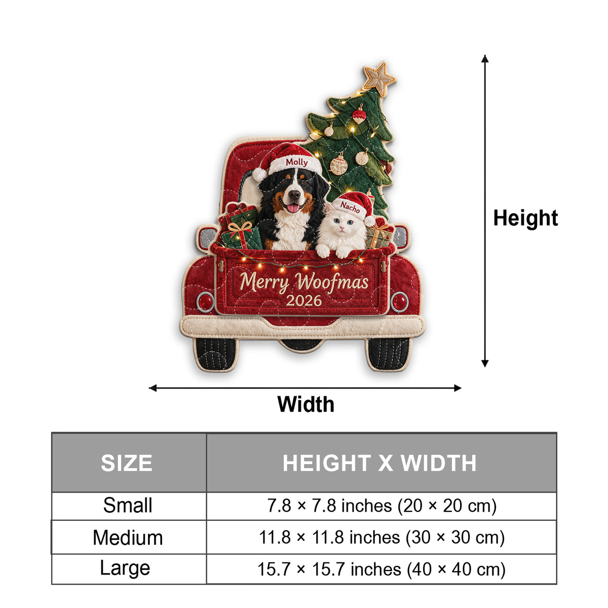 Frohe Woofmas - Personalisierter Hund Quilted Türhänger