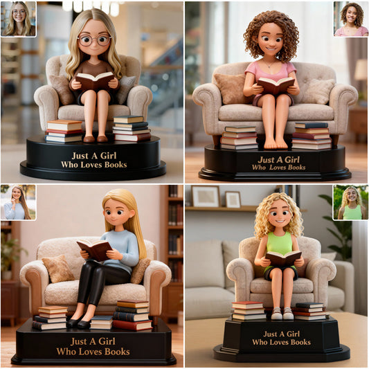 Une fille qui aime les livres - Plaque acrylique personnalisée en forme de livre