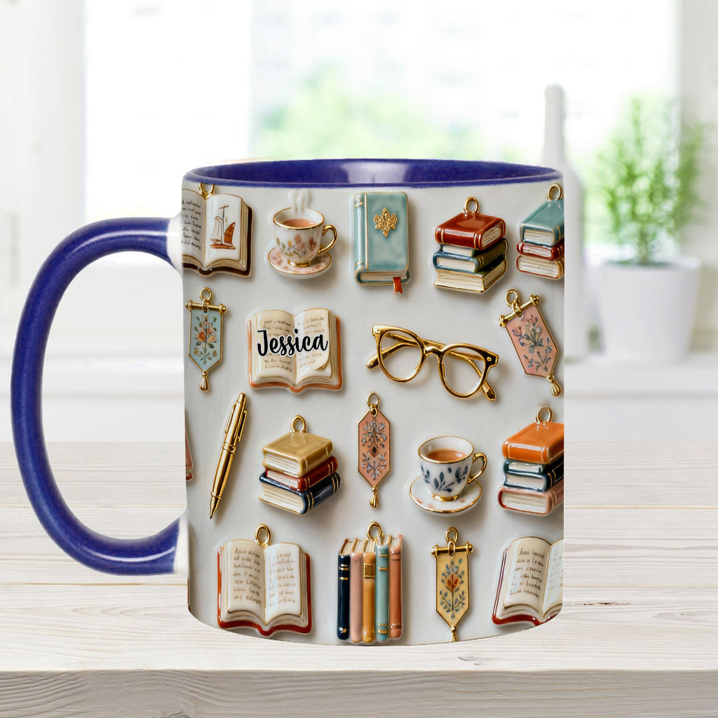 Une fille qui aime les livres - Mug et sous-verre personnalisés avec motif livre