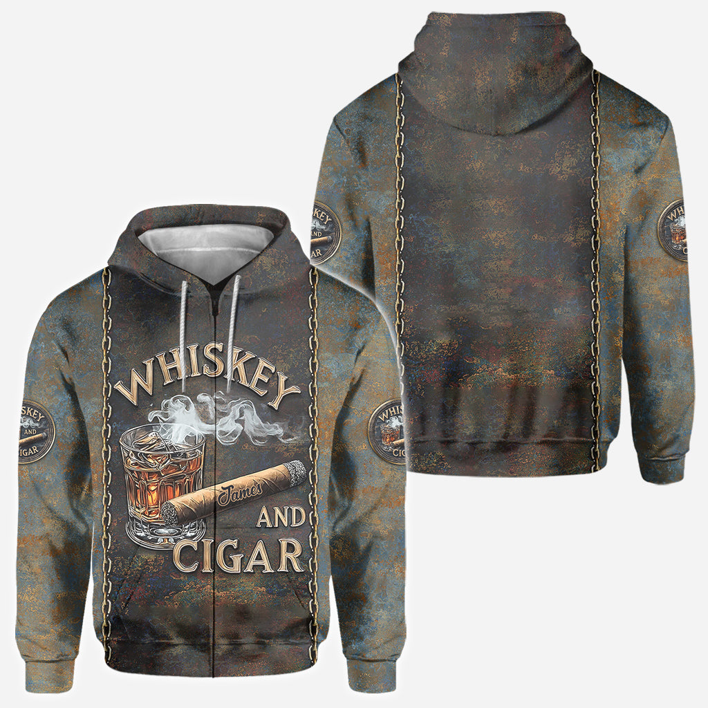 Whisky et cigares - T-shirt personnalisé avec motif whisky intégral