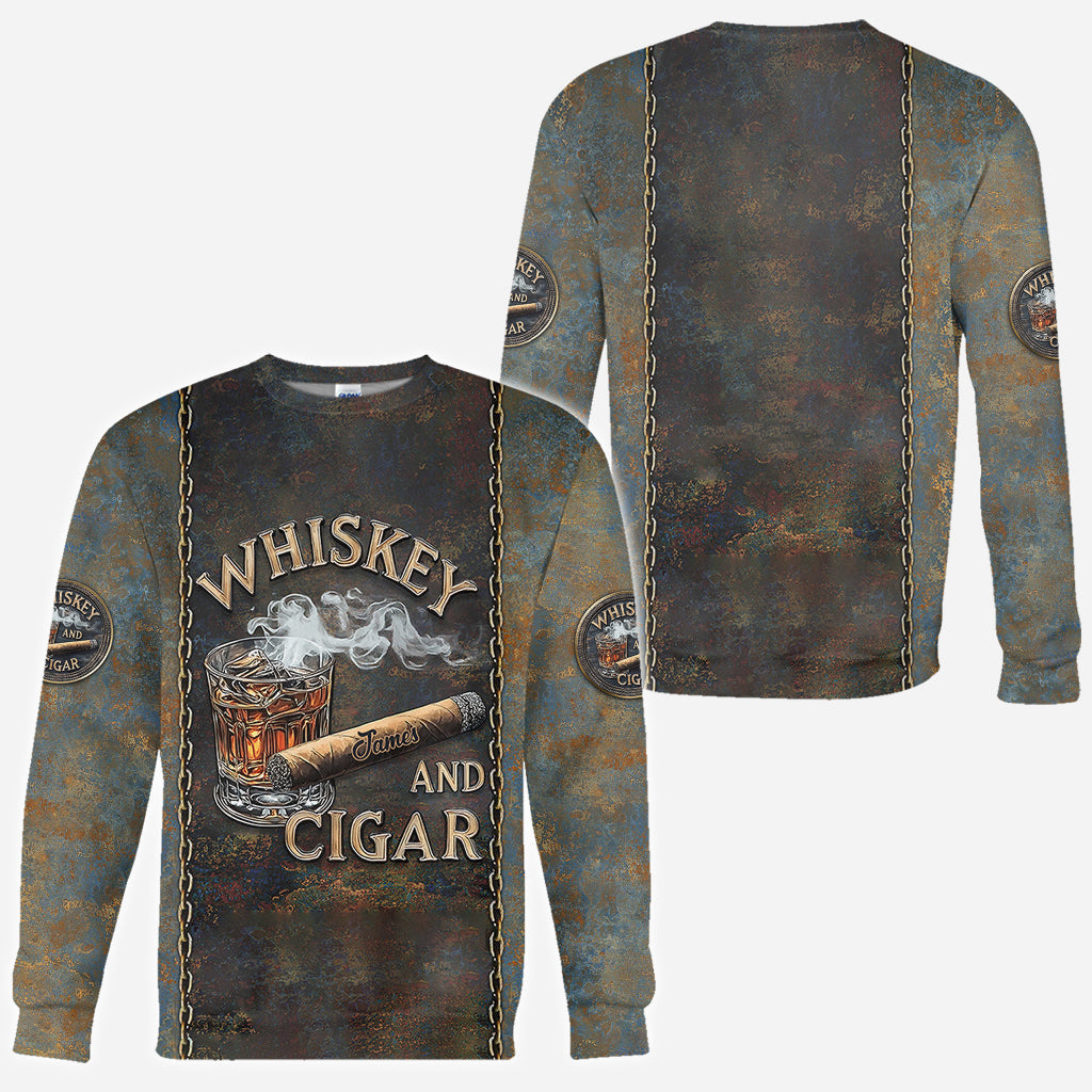 Whisky et cigares - T-shirt personnalisé avec motif whisky intégral
