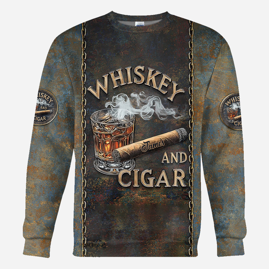Whisky et cigares - T-shirt personnalisé avec motif whisky intégral