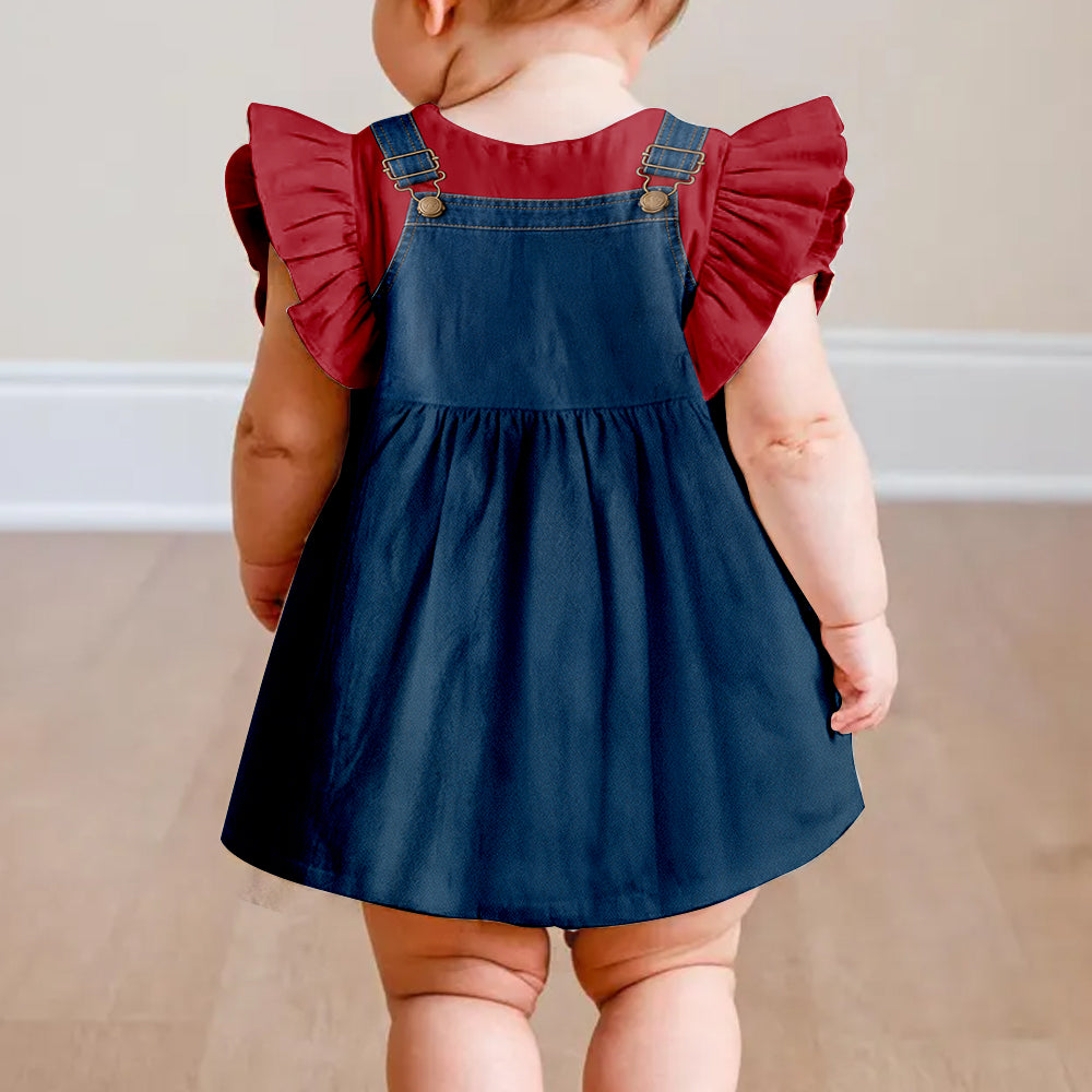 Geschenk zum Schulanfang für Mädchen/Tochter/Enkelin... - Personalisierbares Rüschensleeve-Kleid für Kinder