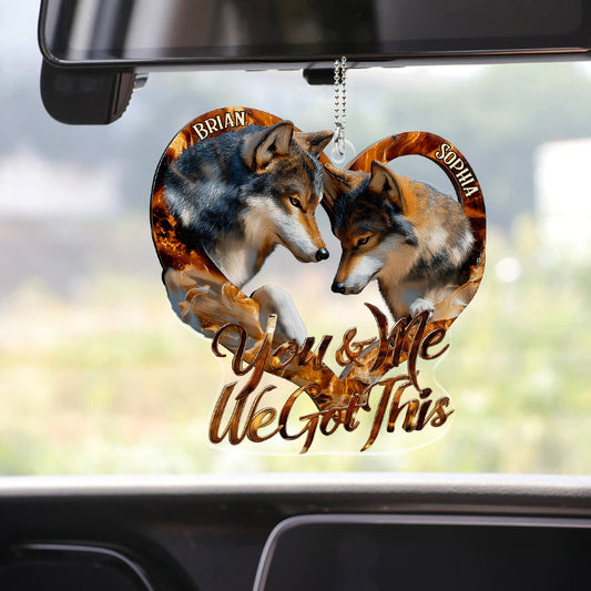 Du und ich, wir schaffen das – Personalisierter transparenter Wolf-Autoanhänger