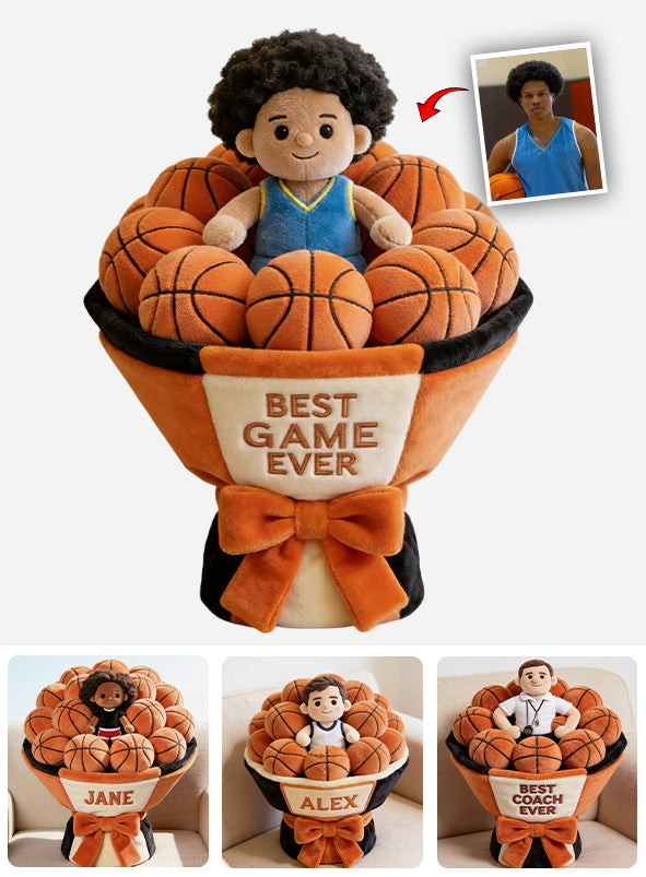 Custom Basketball Plush Bouquet - Personalized Basketball Premium Faux Fur Pillow