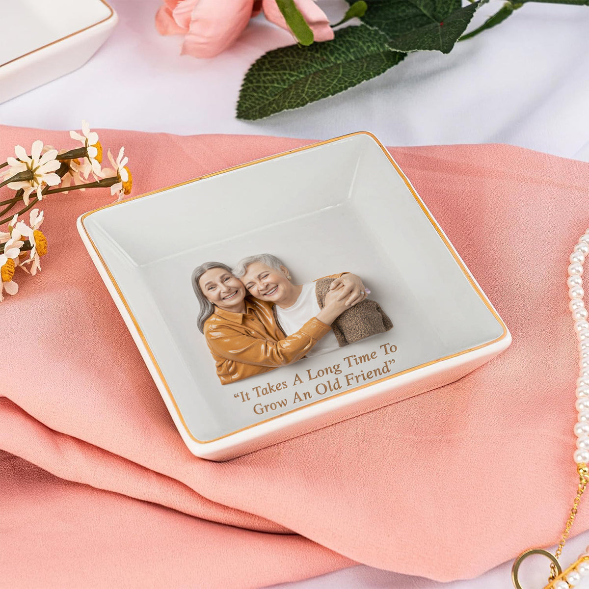 Plateau à bijoux personnalisé pour amies - Porte-bijoux imprimé sur mesure pour votre meilleure amie